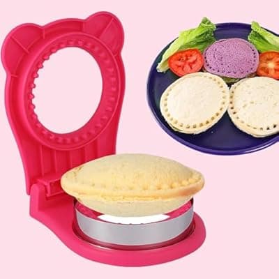 [XBllcyiv] XBllcyiv Uncrustable Sandwich Maker,Sandwiches Pocket Circle Shape 3.7Inch Sandwich Cutter and Sealer,Sandwich Cutter for Kids Breakfast and lunchboxes (Red)
