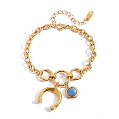 [MIJENITI] MURNA KARE Horse Gifts for Women - Gold Horseshoe Bracelet for Women, Horseshoe Blue Resin Charm Bracelets | Western Jewelry Gift for Horse Lovers