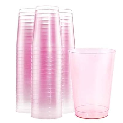 [bUCLA] bUCLA 100pcs 12OZ Pink Plastic Cups - Premium Unbreakable Disposable Pink Solo Drinking Cups - Ideal for Wedding, Party & Valentine's Day