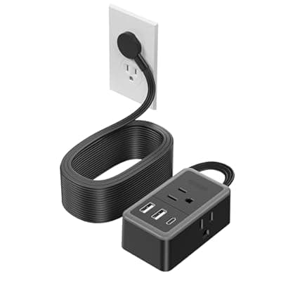[NTONPOWER] NTONPOWER 25 ft Extension Cord Flat Wall Plug with 3 Outlets 3 USB (1 USB C), Black Extension Cord for Home Office Dorm Room Essentials