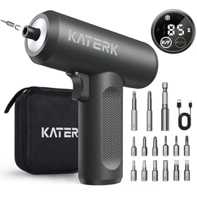 Electric Screwdriver Set - 4V Cordless Screwdriver Rechargeable 2500mAh - 5 Torque Settings Power Screwdriver 250RPM 5N·m Max - Tools for Furniture Electrical Repairs - LED, 15 S2 Metal Bit, 1/4" Hex