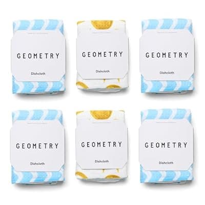 [GEOMETRY] GEOMETRY Dishcloth – Spring & Summer Collection – Quick-Dry, Ultra-Absorbent, Reusable Microfiber Kitchen Towels for Drying & Cleaning - Summer Line - 6 Pack