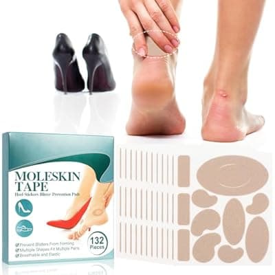 [Tiuedu] 132PCS Moleskin Adhesive Pads for Feet, Flannel Adhesive Pads, Blister Prevention Padding Avoid Skin Blister, Foot Protection for Heels (12 Sheets)