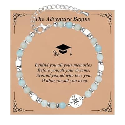 [Ediseng] Ediseng Graduation Compass Bracelet for Her,Class of 2025,Personalized Graduation Gifts for High School/College/Masters Degree/Nurse/8th Grade/5th Grade/Middle School