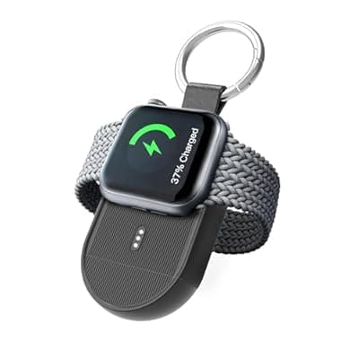 [XJPOEFY] XJPOEFY Portable Charger for Apple Watch,Built-in USB C Wireless iWatch Charger with 1200mAh,Compact Keychain Travel Essential,Magnetic Fast Charging for 11/10/9/8/7/6/5/4/3/2/1/SE/Ultra 3/2/Ultra