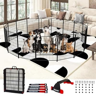[IGOOUO] IGOOUO Dog Playpen Outdoor for Medium/Large Dogs 36'' High, Heavy Duty Dog Playpen with Rustproof and Sturdy Stakes, 3ft Dog Fence for RV Camping(12 Panels)