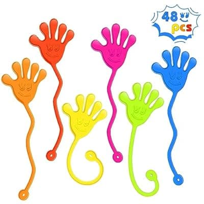 [Genuvi] Sticky Hands Bulk 48 PCS Easter Basket Stuffers Egg Fillers Party Favors for Kids 4-8 8-12 Stretchy Sticky Hand Toy Kid Goodie Bag Stuffers Small Classroom Prizes Student Gifts Birthday Party Supplies