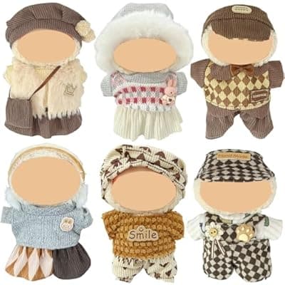 [Ezcora] Clothes for Doll, 6 Pack Doll Outfits for 17cm Doll, Perfect for Play and Display, Accessories for Doll's Collectors, (No Dolls) (Set 5)