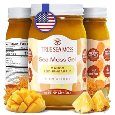 [TrueSeaMoss] TrueSeaMoss Sea Moss Gel – Made in USA – Wildcrafted Seamoss, Dried Fruits & Vegetables – Mango/Pineapple, Pack of 1 (Labels may Vary)