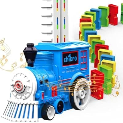 [chikro] chikro Domino Train Toys Games for Kids - Automated Dominoes-Placing Model Train for Toddlers Age 3-4 Montessori Toys for 3-4 Year Old boy