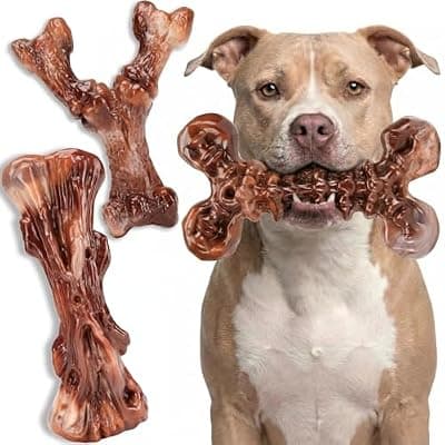 [Kseroo] Kseroo 3-Pack Indestructible Dog Chew Toys for Aggressive Chewers: Bacon Flavored Rock-Hard Solid Nylon, Tough Dog Bones for Medium/Large Dogs 25-90lbs, Heavy Duty Dog Toys to Keep Them Busy, Brown-XL