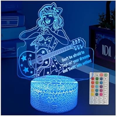 [YODAFOOR] YODAFOOR 3D Illusion Night Light - 16 Color LED Music Theme Lamp with Remote Control & Timer, Perfect Girls Gift for Kids Teens Bedroom Decor, Touch Control Dimmable Table Light