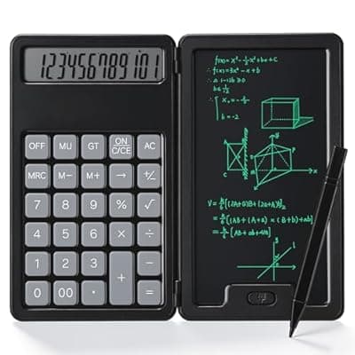 [Niodel] Niodel Desktop Calculator with 6.5" LCD Writing Tablet, 12-Digit Foldable Desktop Calculator with Stylus, Portable Professional Financial Notepad for School, Office & Business(Black)