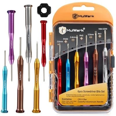 [MULWARK] MULWARK Small Screwdriver Set, 6pcs Magnetic Mini Screwdriver Set, Micro Precision Flathead and Phillips Glasses Screwdriver with Case for Eyeglasses, Watches, Electronics, Phone And Computer