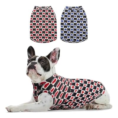 [SyChien] Sychien Dog Shirts Quick Dry Summer Cooling Love Heart Printing Dogs T-Shirt,Red+Blue XS