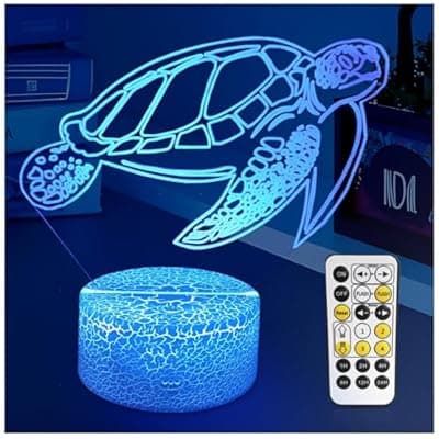 [YODAFOOR] YODAFOOR Sea Turtle Gifts for Turtle Lover, 3D Nursery Night Light Lamp, Multi Color Change Timer Dimmalbe Remote Control, Bedroom Ocean Theme Decor, Birthday Gift for Boy Girl Kids Teens Women Men