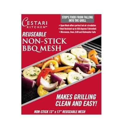 [Cestari] Cestari BBQ Grill Mats Non Stick Grill Toppers- Extra Large Cut to Fit - Pizza Oven Screen - Heavy Duty PFOA Free Grill Mesh Set of 2