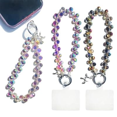 [NOBUGANY] NOBUGANY 2piece Phone Charm Strap Cell Phone Beaded Bracelet Wrist Strap for Iphone Chain Wristlet for Women