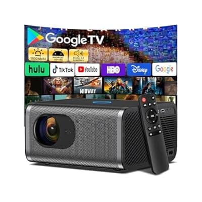 [Polaring] [1000 ANSI Lumens/Auto Focus/Built-in Apps] Outdoor 4K Projector with WiFi and Bluetooth,Smart TV OS & Dolby Atmos,1080P Projector with 300'' Display,Home Movie Projector