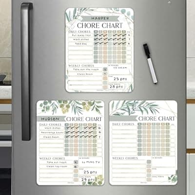[Hadley Designs] Hadley Designs Magnetic Chore Chart for Kids Multiple Kids – Dry Erase Chores Chart for Adults and Teens, Responsibility Task List for Family, Fridge Task Board Tracker at Home, Greenery Chore Board