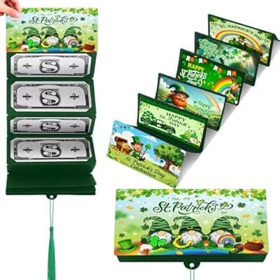 [Web Launcher String Shooters] Web Launcher String Shooters St. Patrick's Day Money Holder-10 Slot Cash Envelope Card for Easter, Birthday, Graduation | Creative Gift for Teens, Kids, Adults, Men & Women (Green, 1Pcs)