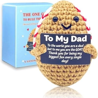 [Kenoerd] Dad Gifts，Funny Crochet Football Doll，Positive Handmade Crochet Fathers Day Birthday Gift for Dad, Funny Cute Small Gifts for Dads, I Love You Papa Easter Gift Idea, Unique Football Doll for Step-Dads