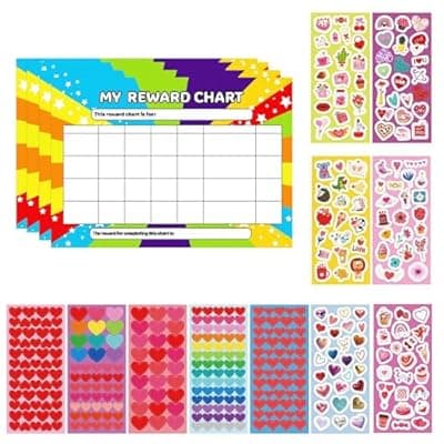 [Autotide] 4 PCS Kids Reward Chart for Children, A4 Behaviour Chart for Kids with 525 Reward Stickers (15 Sheets), Star Sticker Reward Chart for Potty Training, Chore Chart, Homework and Good Behaviour