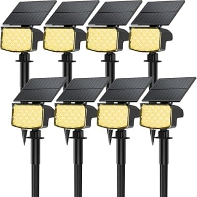 [MinPea] MinPea 8 Pack Solar Spot Lights Outdoor, 2-in-1 Solar Lights Outdoor Waterproof IP65, Solar Powered Landscape Spotlights 3 Modes for Yard Garden Pathway Driveway Tree(Warm White)