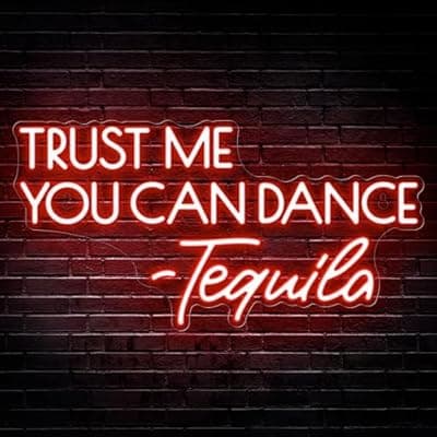 [Kavaas] Kavaas Trust Me You Can Dance - Tequila Neon Sign, Neon Bar Signs for Home Bar Decor, Man Cave Pub Party - Best Gifts for Tequila Lover, Husband, Father, Birthday, Christmas