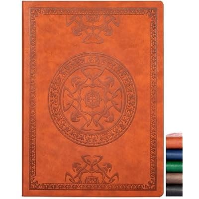 [CAGIE] CAGIE Lined Journal Notebook for Women Men, 300 Pages Soft Cover Notebook Leather Journals for Writing, 180 Lay Flat Vintage Mens Journal Personal Diary 8.5"×11", Brown