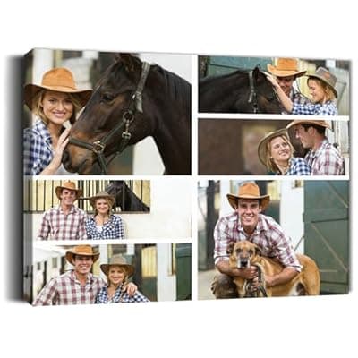 [Generic] Custom Canvas Prints with Your Multiple Photos - Collage -Personalized Pictures Print, Canvas Personalized Photos On Canvas Wall Art for Wedding Family Friends Baby Pet Home Decor Gifts (6 photos)