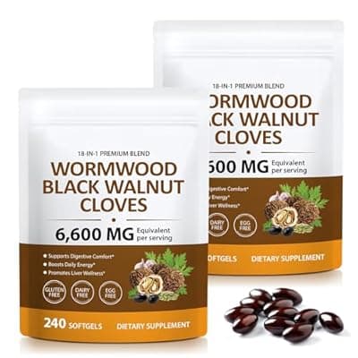 [UXENPHXF] UXENPHXF 18-in-1 Wormwood Black Walnut Clove Herbal Softgels, Rapid Gut Cleanse & Digestive Health with Black Walnut Hull, Wormwood, Clove, Garlic, Oregano, Pumpkin Seed, Easy-to-Swallow -2Pack