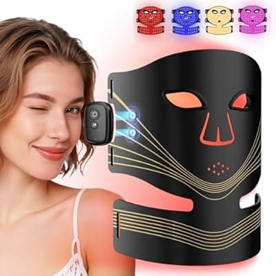 [Sellomax] Red Light Therapy for Face and Neck,Cordless Led Face Mask Light Therapy with 2000mAh Rechargeable Battery/3-Mode/3-Light Intensity/3-Timer/850nm NIR Light for Skincare