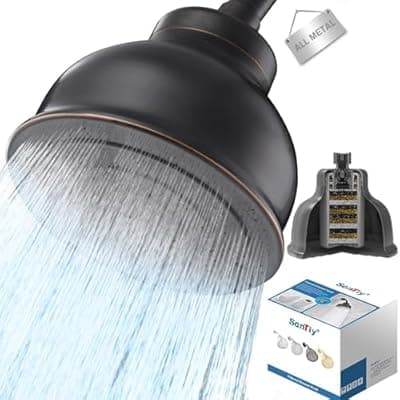 [SonTiy] SonTiy Filtered Shower Head, All Metal Shower Filter Head For Hard Water Removes Chlorine, Improve Hair Skin, Adjustable High Pressure Water Softener Showerhead, 6 Inch, Oil Rubbed Bronze
