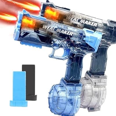 [AUKTWE] Electric Water Guns for Kids Adults, 2 Pack Automatic Squirt Gun with LED Light-Up Muzzle, 500CC Tank, 28FT Long Range Water Blaster, Waterproof Summer Pool Party Toy