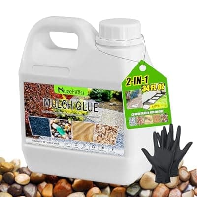[MuzeFansi] Mulch Glue, Fast-Drying, Powerful Eco-Friendly Gravel & Rock Binder, Strong Adhesive for Pea Gravel, Mulch, Stones, Secure & Stable Coverage for Garden, Yard & Outdoor Projects(34oz)
