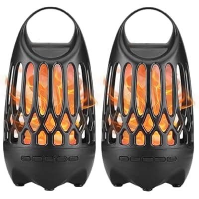 [Tioneger] Flame Outdoor Bluetooth Speakers, LED Table Lamp Speaker with Light, Portable Wireless Waterproof Indoor/Outdoor Flame Light Speaker with Enhanced Bass, IPX5 Waterproof, Gifts for Men (2 Pack)