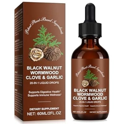 [Tiuedu] Tiuedu Black Walnut & Wormwood Herbal Liquid Drops, 20-in-1 Plant-Based Herbal Wellness Formula with Clove, Garlic, Pumpkin Seed & Milk Thistle, Fast-Absorbing Liquid, 60ml