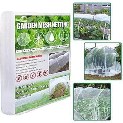 [SnugNiture] SnugNiture Garden Netting 10x33FT Ultra Fine Mesh Mosquito Netting Plant Covers, White Bird Netting Barrier Greenhouse Row Cover Protect Fruits Flower Vegetables from Birds Deer & Squirrels