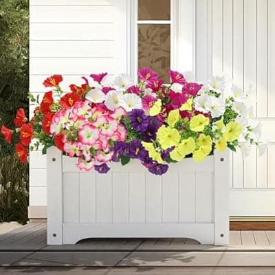 [Jekohor] Artificial Flowers for Outdoors,Fake Flowers Faux Plants,Silk Flowers for Planter Garden Porch Window Box Outside Decoration,UV Resistant Fake Plants Spring Summer Home Indoor Decor-14 Bundles