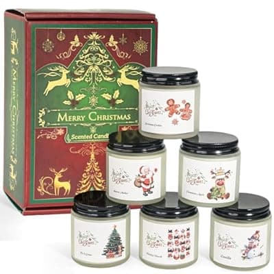 [FKJOL] Christmas Scented Candles for Home, 6 Pack Soy Set, 21 oz Jar, Perfect Gifts for Women/Coworker/Girlfriend/Friends