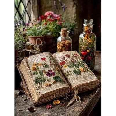 [Lophomie] Lophomie Book Flower Diamond Art Kits for Adults, 5D Diamond Painting for Adults Beginners, DIY Diamond Dots Kits Gem Arts Crafts for Home Wall Decor 12x16 Inch