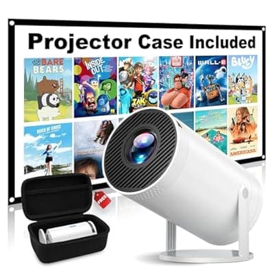 [Telonixium] Mini Projector, Native 1080P Portable Projector with Carrying Case, 4K Support, 270°Rotatable Outdoor Movie Proyector, Home Theater Projector Compatible with Phone/TV Stick/Laptop/PS4/HDMI/USB