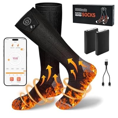[Starines] Starines 8000mAh Heated Socks for Men Women,APP Control Rechargeable Battery Electric Socks,Heating Foot Warmers Up to 13H Valentine's White Elephant Gift for Outdoor Winter Work Ski Hiking Hunting