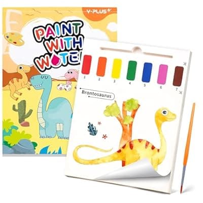 [YPLUS] YPLUS Paint with Water Books for Toddlers, Art Craft Toys Watercolor Painting Paper, Gift for Kids Ages 1-3, 2-4, 4-6, Drawing with Brush - Dinosaur