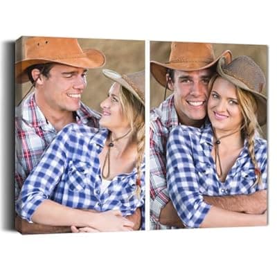 [YOUYINYOU] Custom Canvas Prints with Your Multiple Photos - Collage -Personalized Pictures Print, Canvas Personalized Photos On Canvas Wall Art for Wedding Family Friends Baby Pet Home Decor Gifts (2 photos)