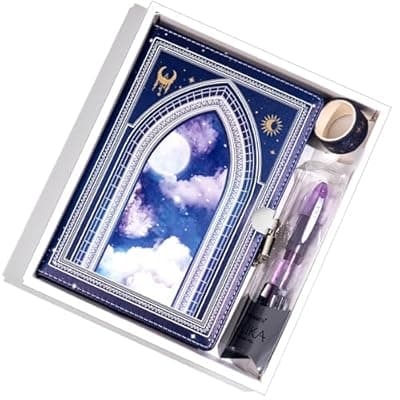 [MINICAGIE] MINICAGIE Journal with Lock for Girls Ages 8-12 Diary with Lock and Key 296 Gold Edged Pages Locked Journal for Women Teen Girls with Gift Box, Blue
