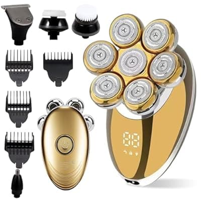 [MiRUSI] 7D Floating Head Shaver for Bald Men,IPX7 Waterproof Shaving Grooming Kit,5 in 1 Men's Electric Razor,Dry/Wet Shaver for Home/Travel,Nice Trimmer Gift for Dad,Husband,Boyfriend
