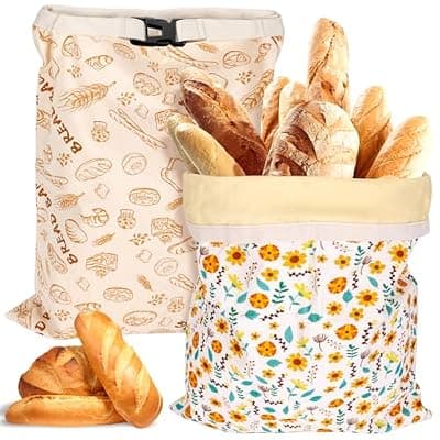 [HOLYOWL] 2 Pack Beeswax Bread Bags for Sourdough, Reusable Organic Linen Beeswax Bread Bag for Homemade Sourdough 17 x 13 Inches Food Storage Cloth Bag BPA-Free, Ideal for Sourdough & Artisan Breads