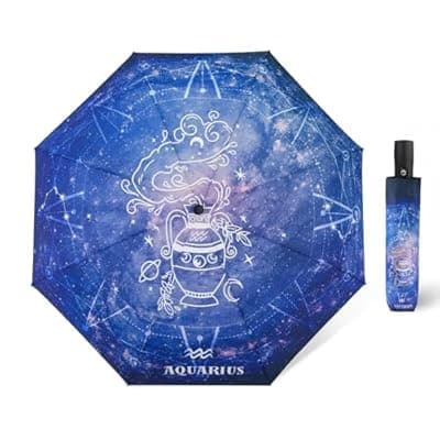 [Natuquebrela] Natuquebrela Automatic Compact Umbrella Constellations - Folding Windproof Rain Umbrellas Travel Lightweight Sturdy Unique Portable Umbrella for Women Girls